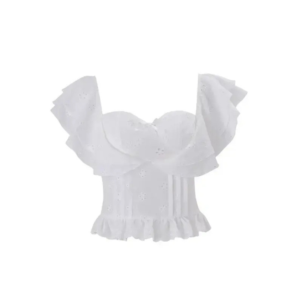 Zara Spring Short Sleeve Ruffle Waist Top - Picture 4 of 6